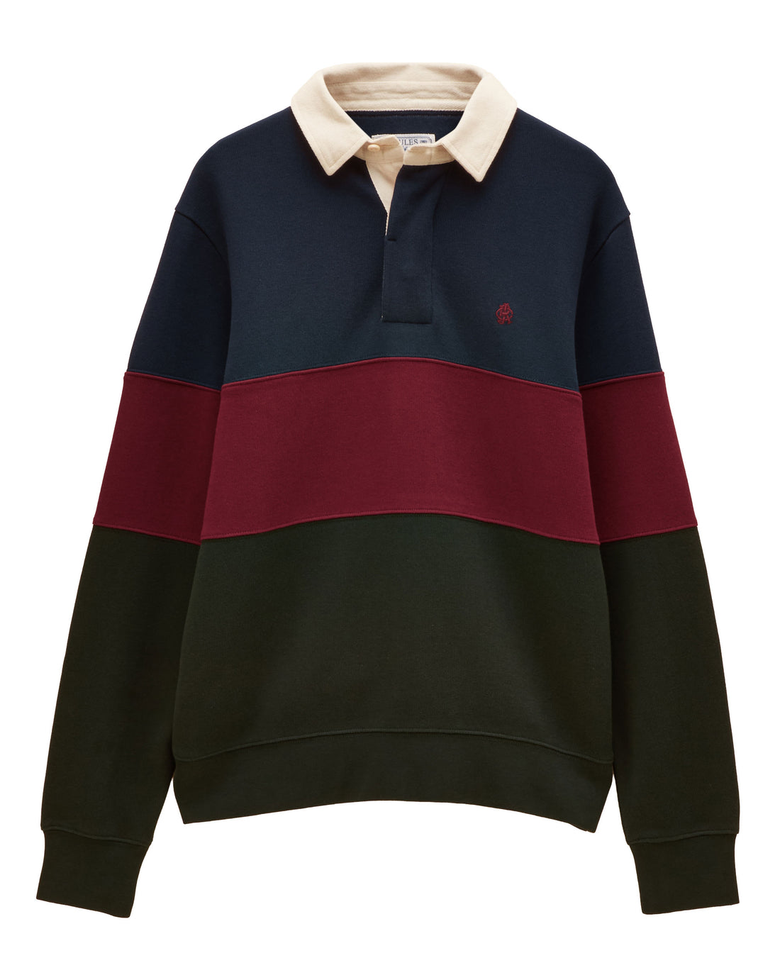 French Rib Rugby Shirt - Green/Navy