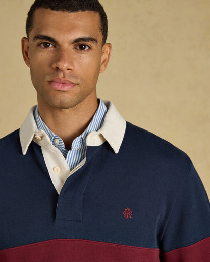 French Rib Rugby Shirt - Green/Navy