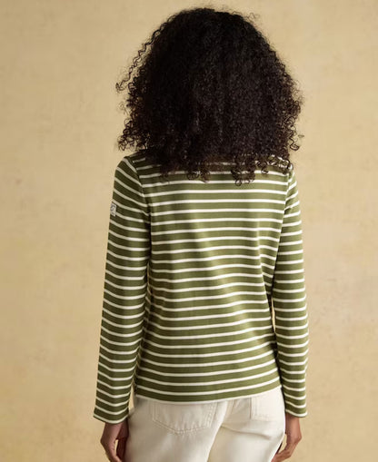 Harbour Boat Neck Breton Top - Green Stripe