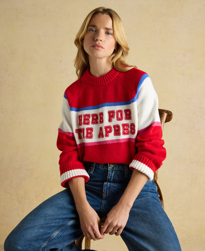 Here For The Après Knitted Jumper - Red