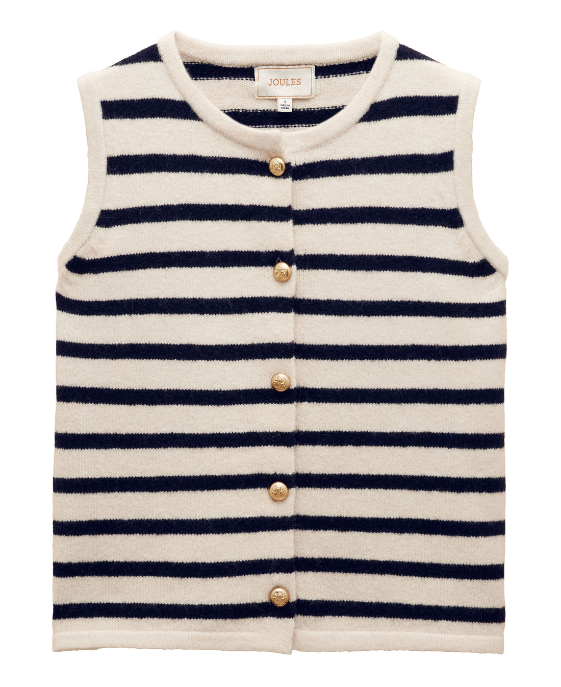 Holly Button Tank Top - Cream/Navy