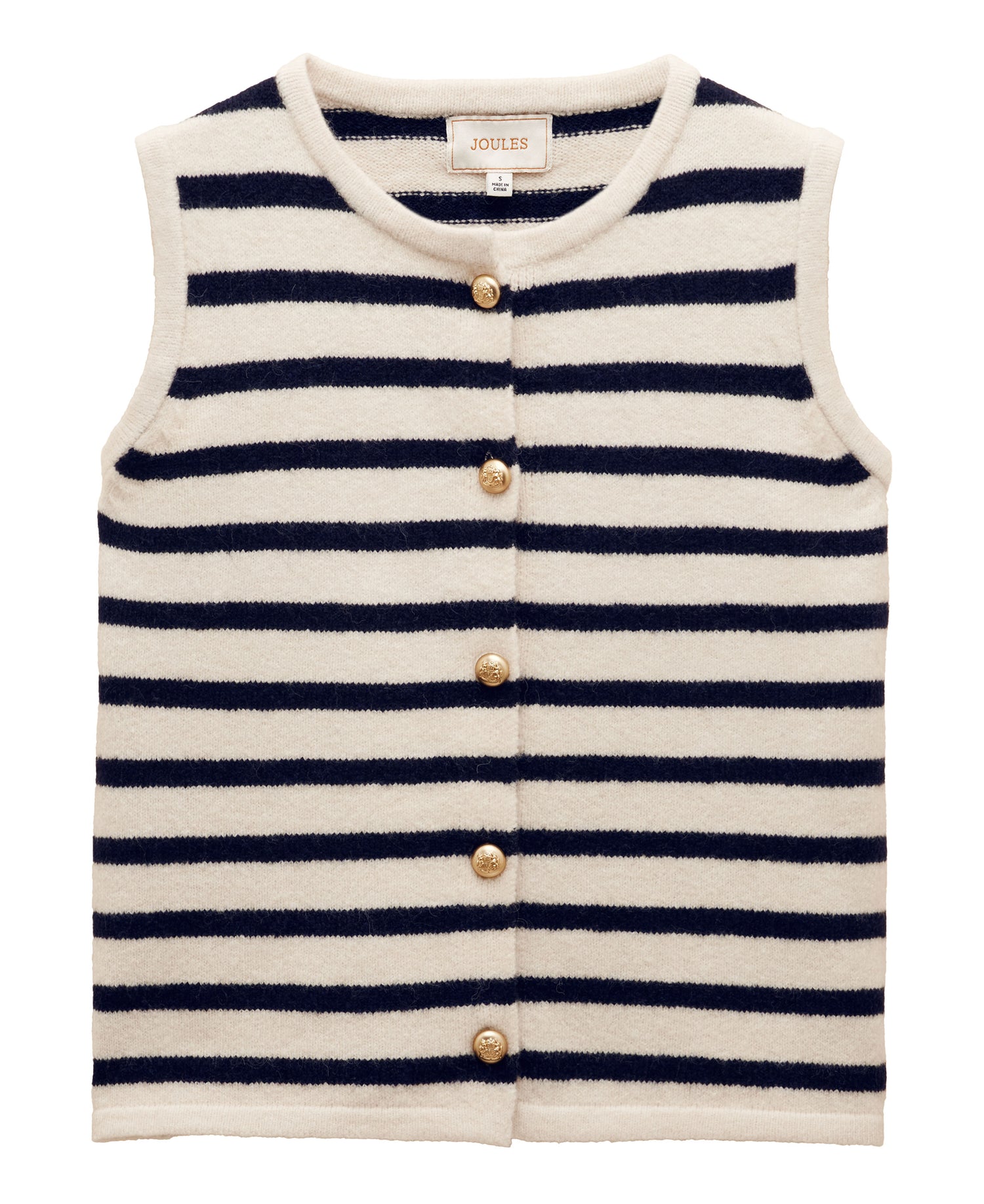 Holly Button Tank Top - Cream/Navy