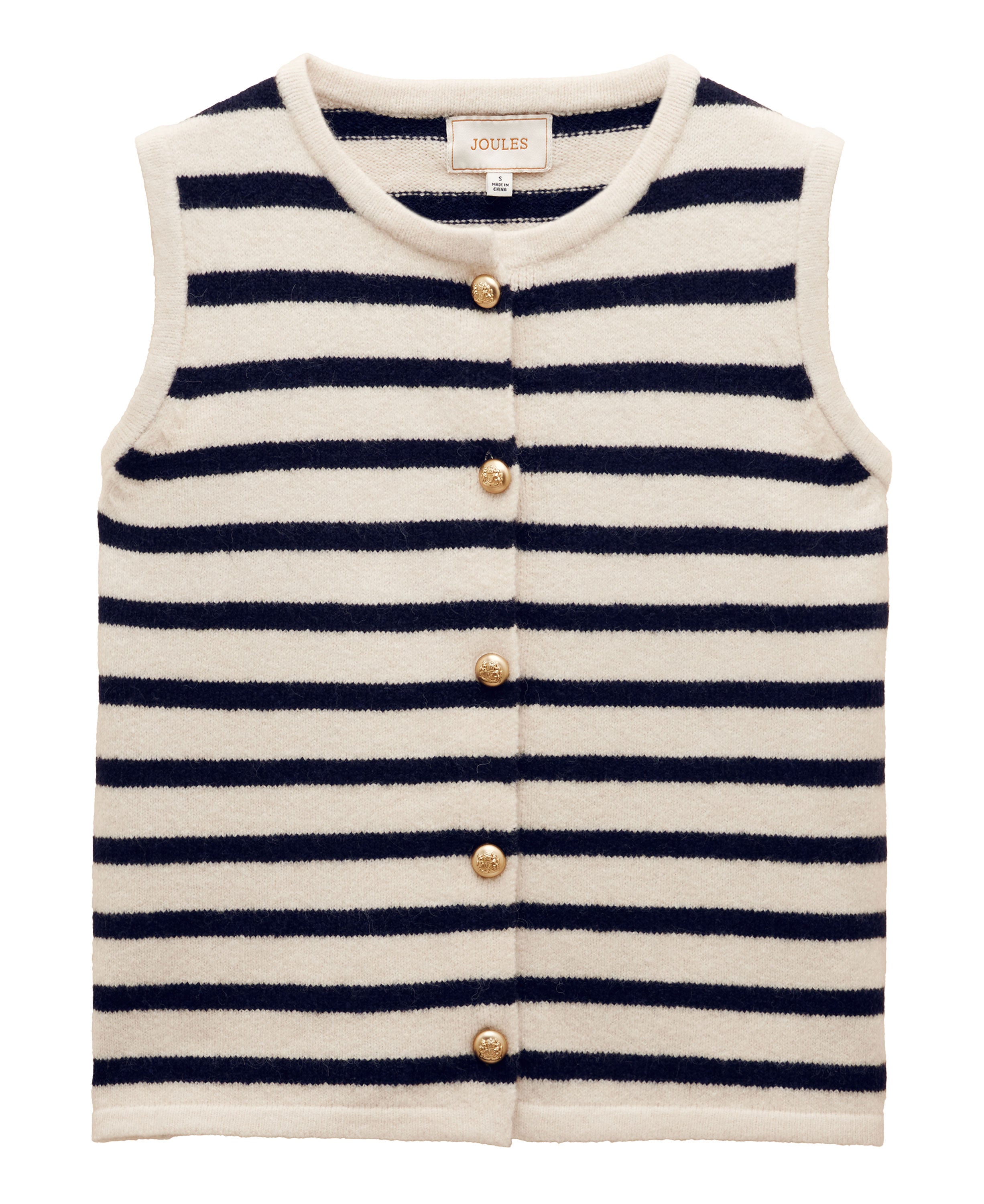 Holly Button Tank Top - Cream/Navy