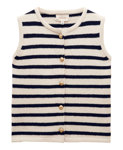 Holly Button Tank Top - Cream/Navy