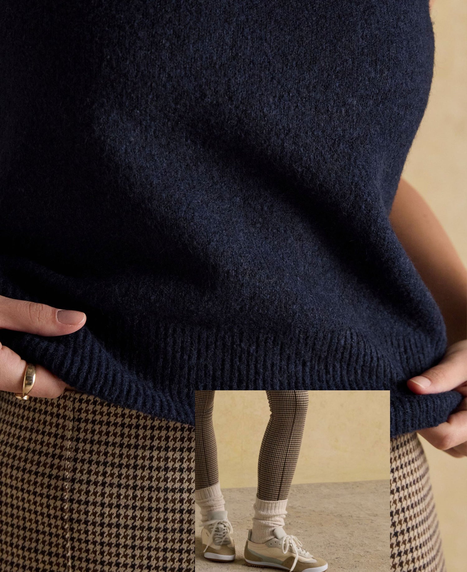 Holly Knitted Vest - Navy/Camel