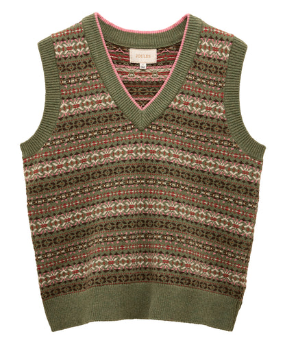 Islay V-Neck Fairisle Tank - Green