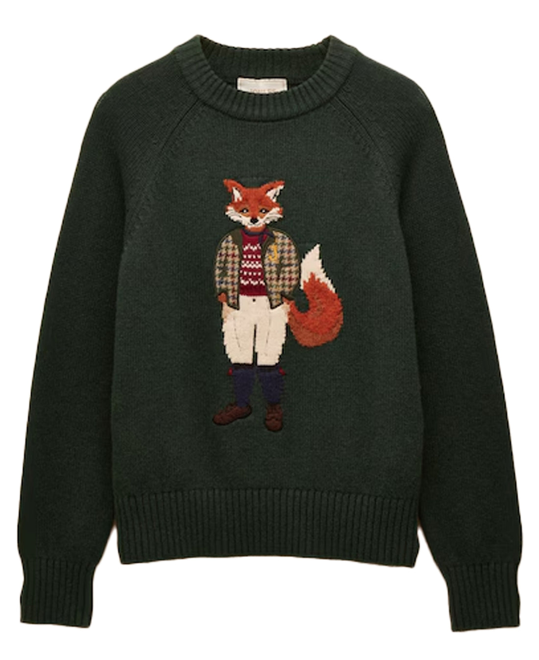 Jonty Intarsia Crew Neck Jumper - Green
