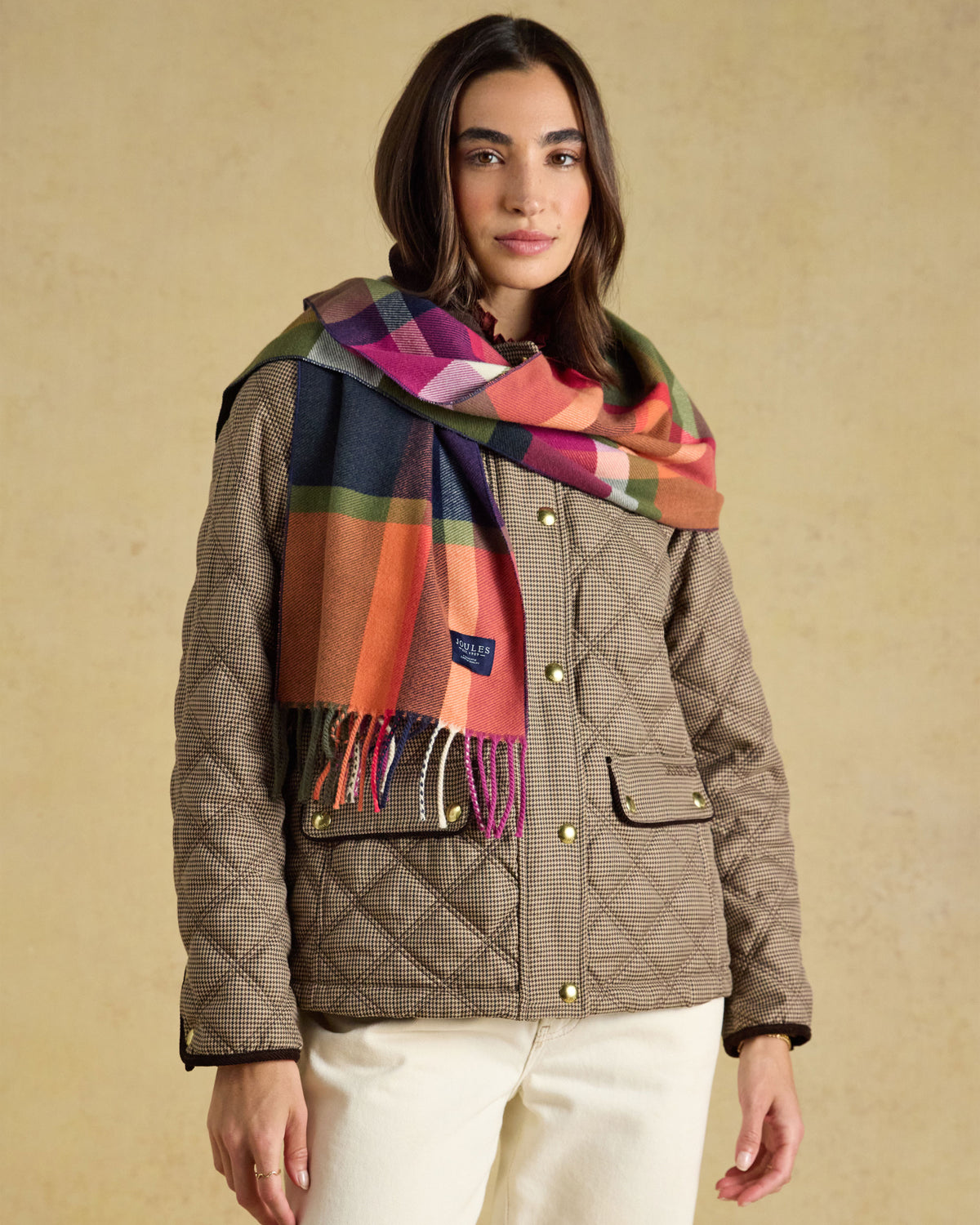 Langtree Scarf - Khaki/Orange Check