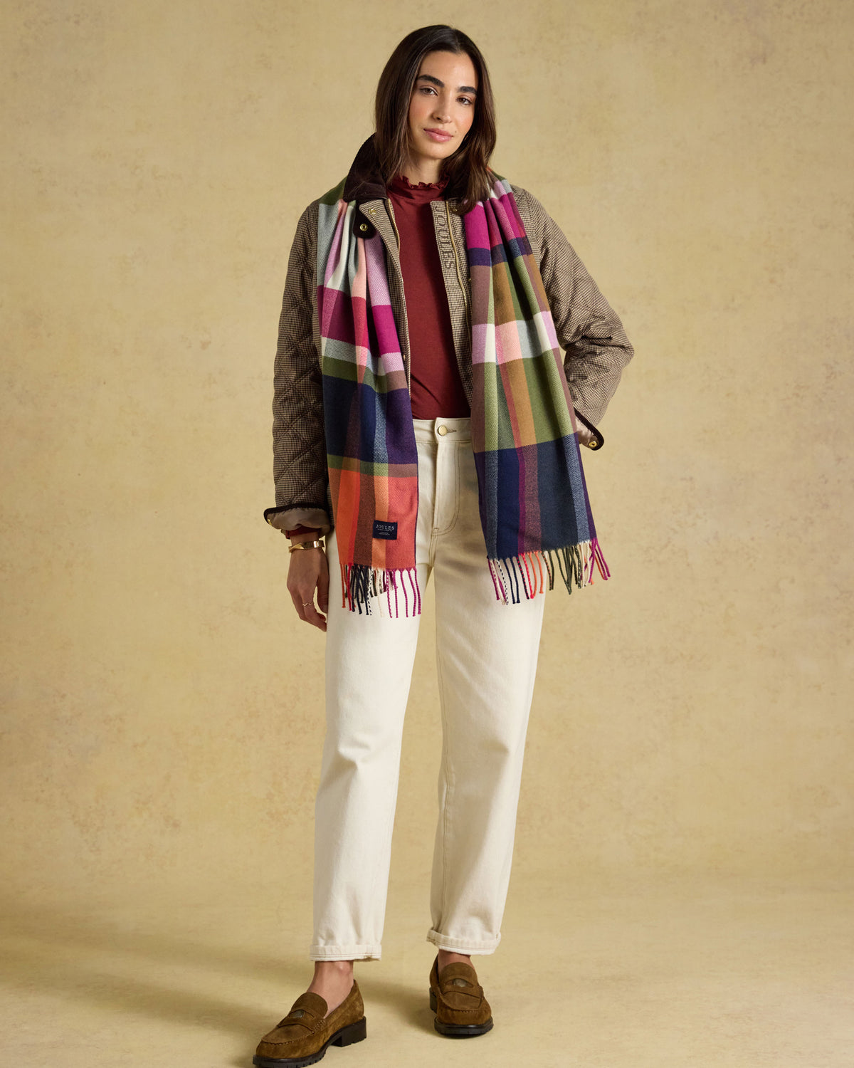 Langtree Scarf - Khaki/Orange Check