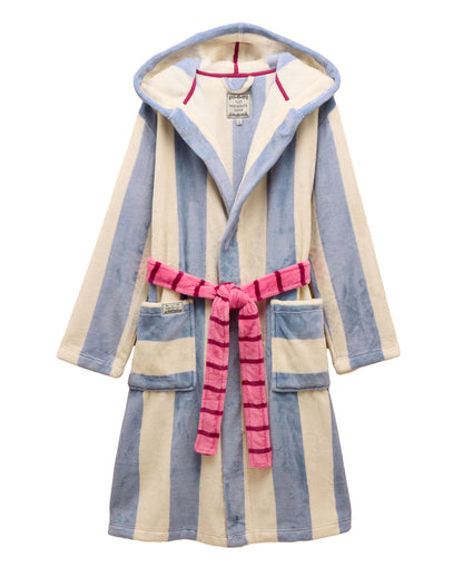 Luna Dressing Gown - Cream/Blue