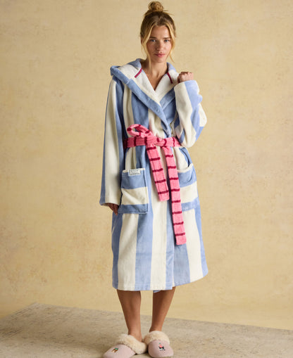 Luna Dressing Gown - Cream/Blue