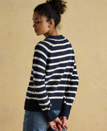 Renard Jonty Intarsia Crew Neck Jumper - Navy