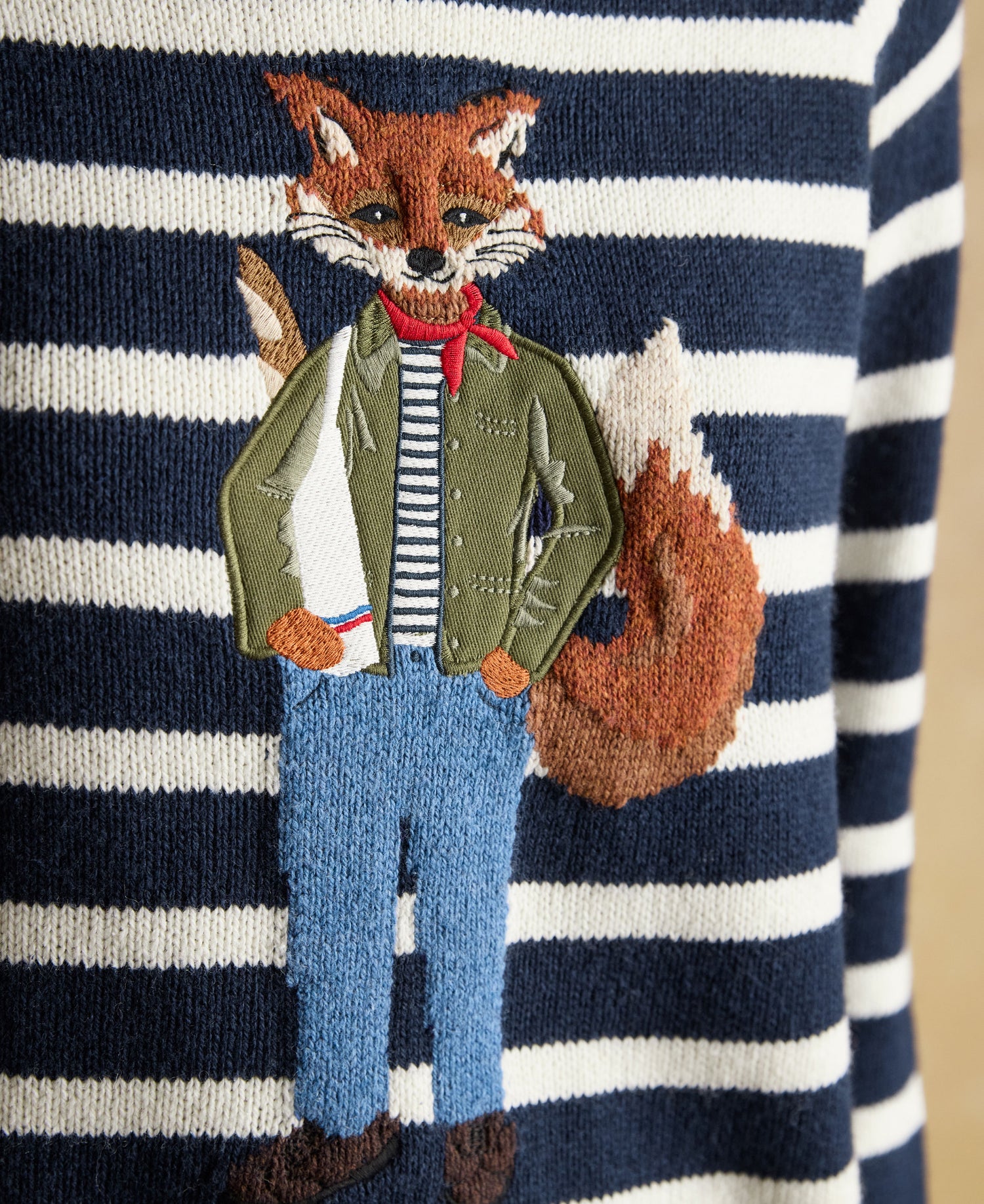 Renard Jonty Intarsia Crew Neck Jumper - Navy