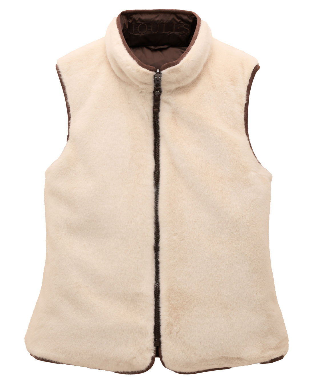 Reversible Faux Fur Padded Gilet - Brown/Cream