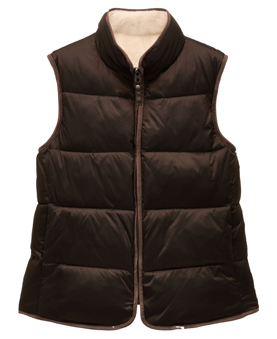 Reversible Faux Fur Padded Gilet - Brown/Cream