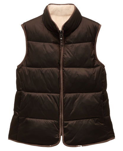Reversible Faux Fur Padded Gilet - Brown/Cream