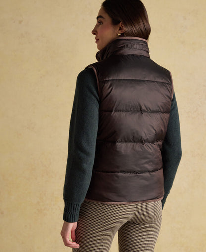 Reversible Faux Fur Padded Gilet - Brown/Cream