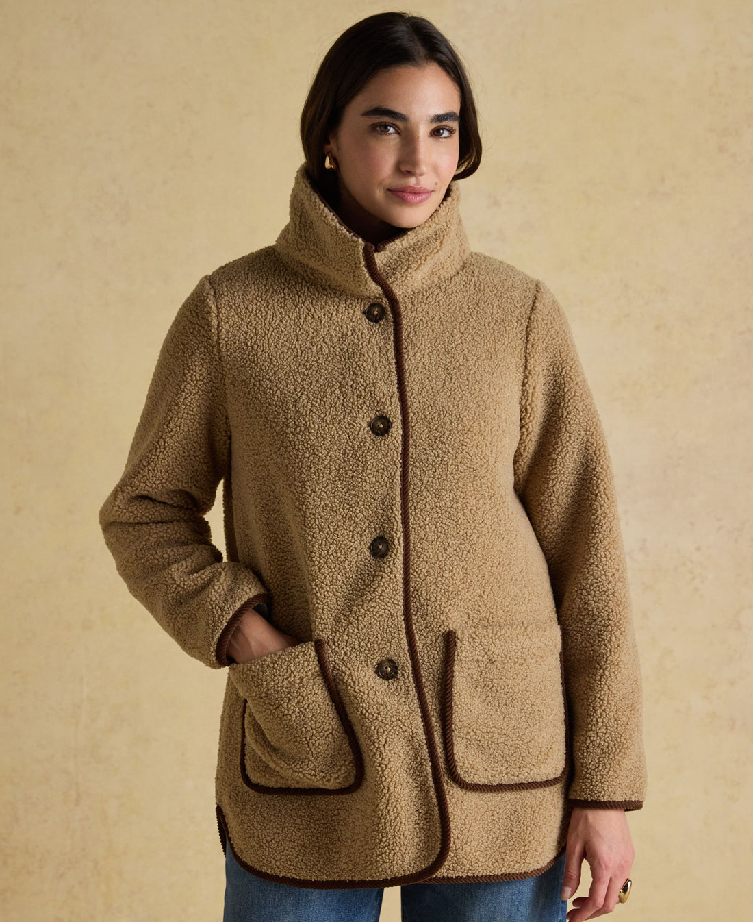 Sadie Longline Fleece Jacket - Neutral