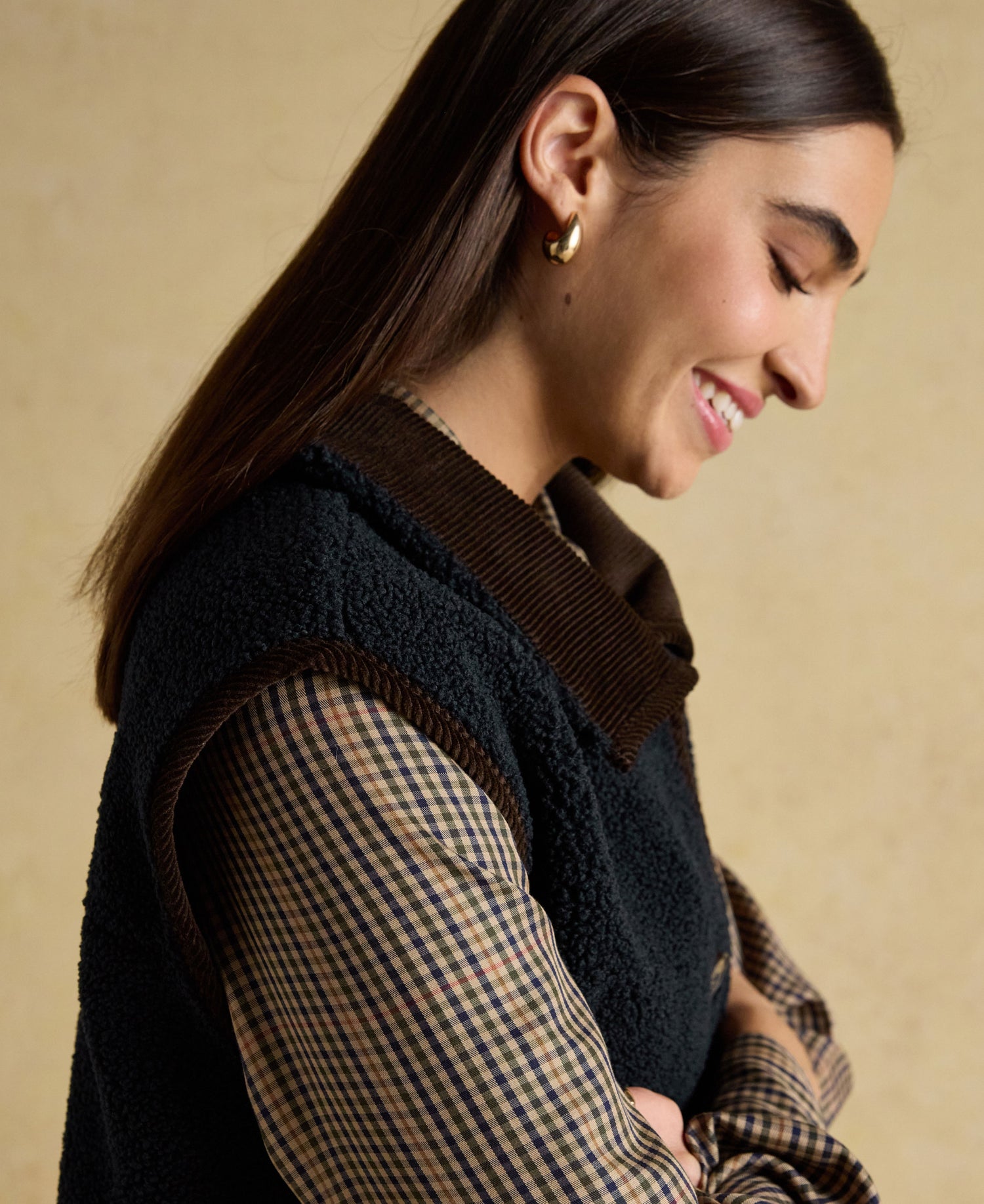 Sadie Longline Fleece Gilet - Navy