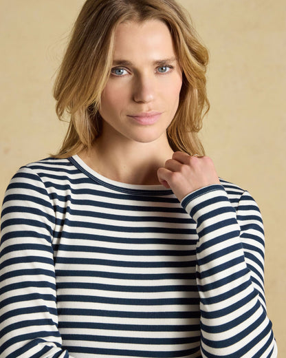 Sophie Striped Long Sleeve T-Shirt - Navy Creme