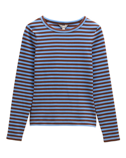 Sophie Striped Long Sleeve T-Shirt - Blue/Brown