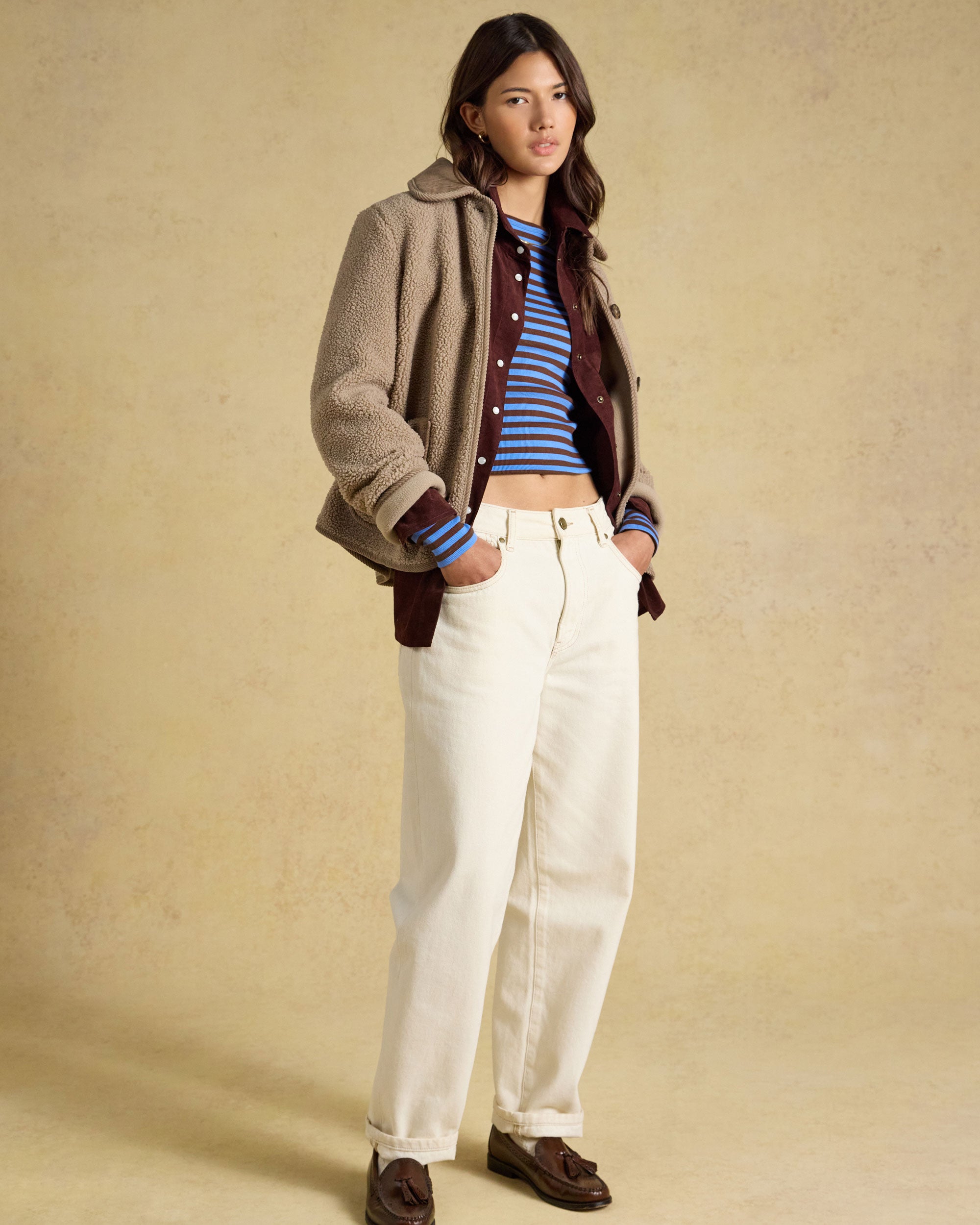Sophie Striped Long Sleeve T-Shirt - Blue/Brown