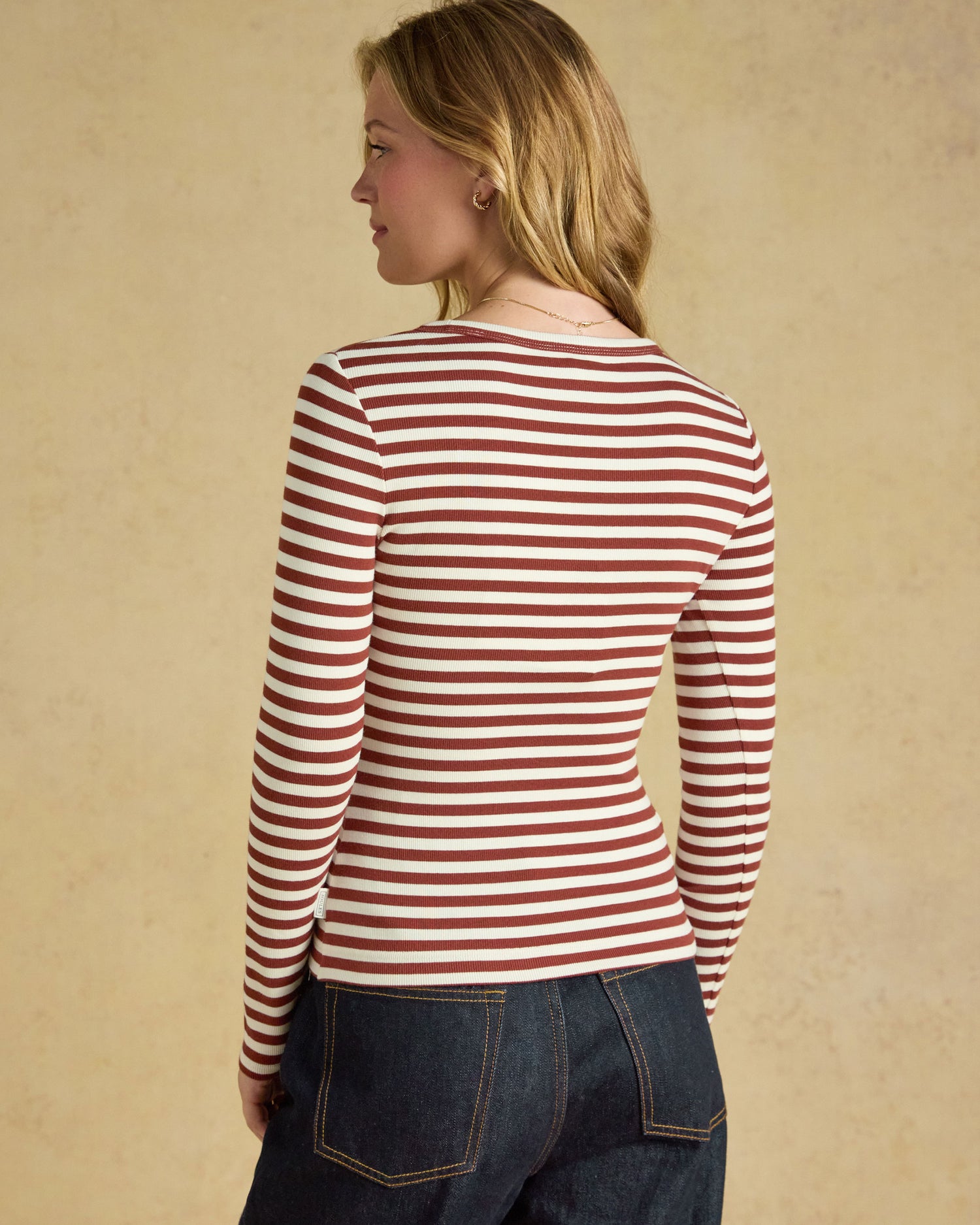 Sophie Striped Long Sleeve T-Shirt - Russet Creme