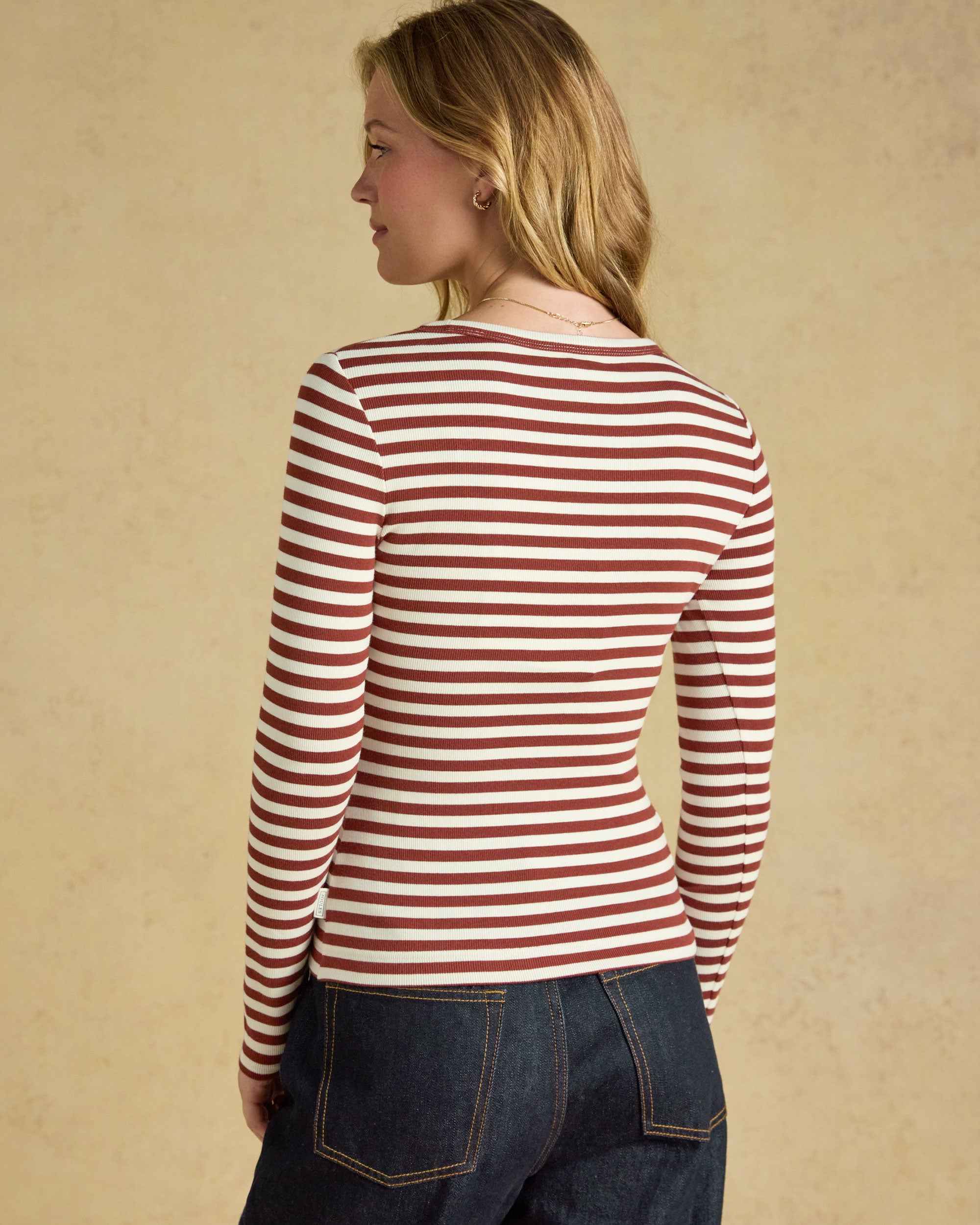 Sophie Striped Long Sleeve T-Shirt - Russet Creme