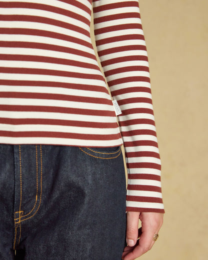 Sophie Striped Long Sleeve T-Shirt - Russet Creme