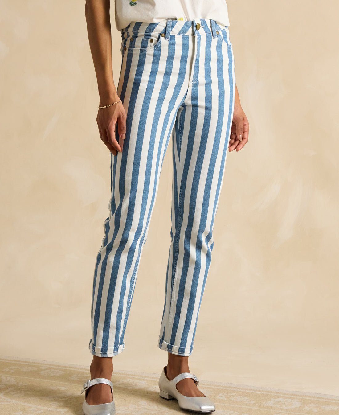 Slim Straight Jeans - Blue Stripe