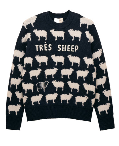 Très Sheep Intarsia Knitted Jumper - Navy