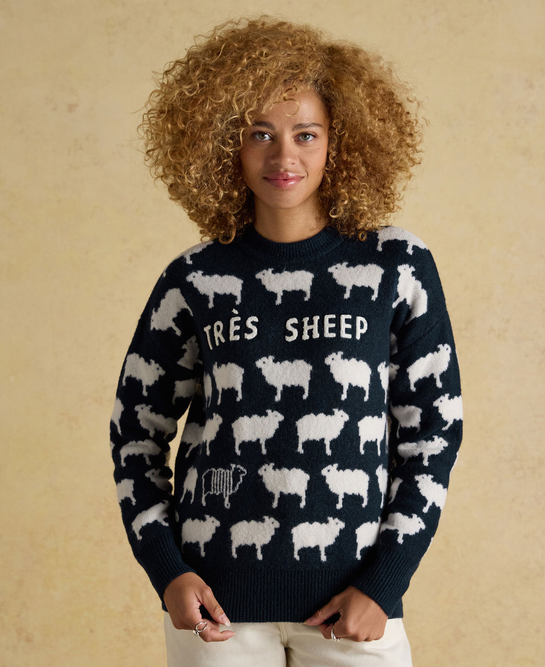 Très Sheep Intarsia Knitted Jumper - Navy