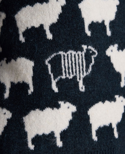 Très Sheep Intarsia Knitted Jumper - Navy