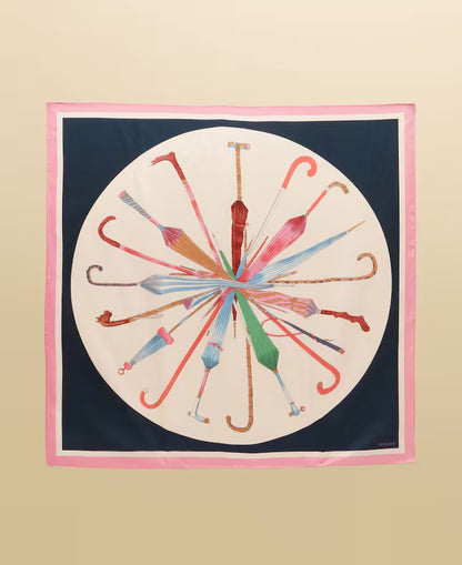 Bloomfield Scarf - Cream Navy Umbrella Print