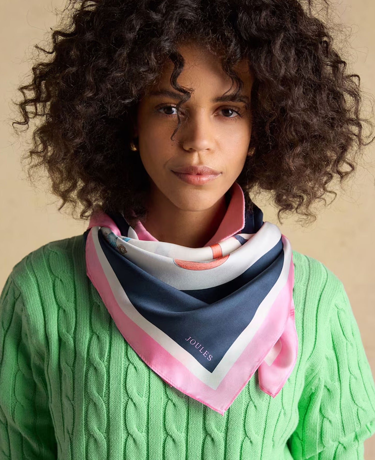 Bloomfield Scarf - Cream Navy Umbrella Print