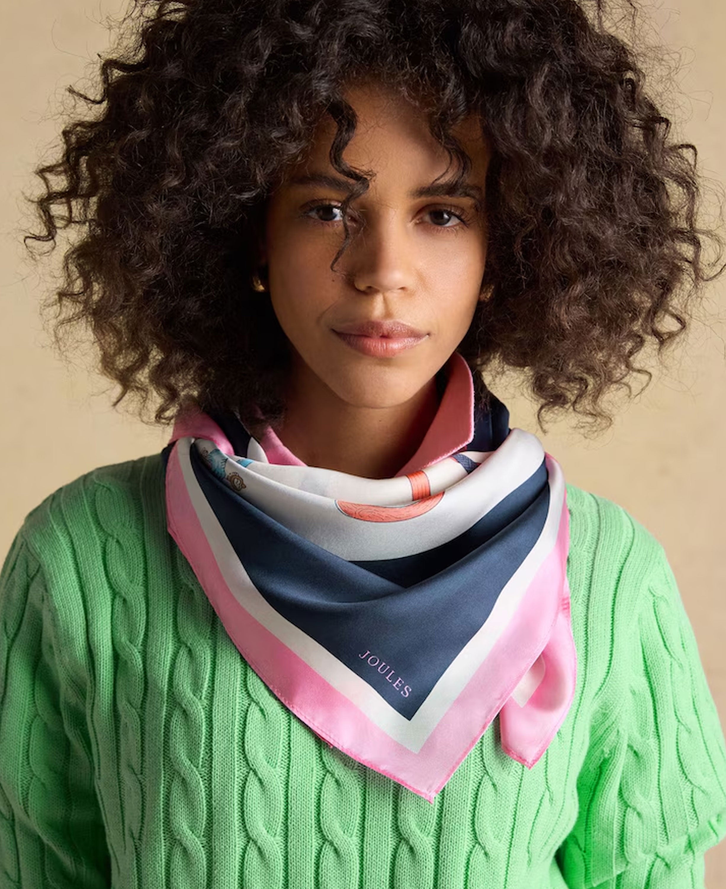 Bloomfield Scarf - Cream Navy Umbrella Print