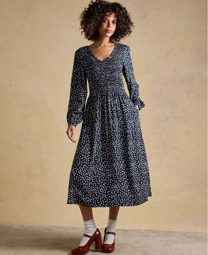 Lilliana Dress - Navy Spots