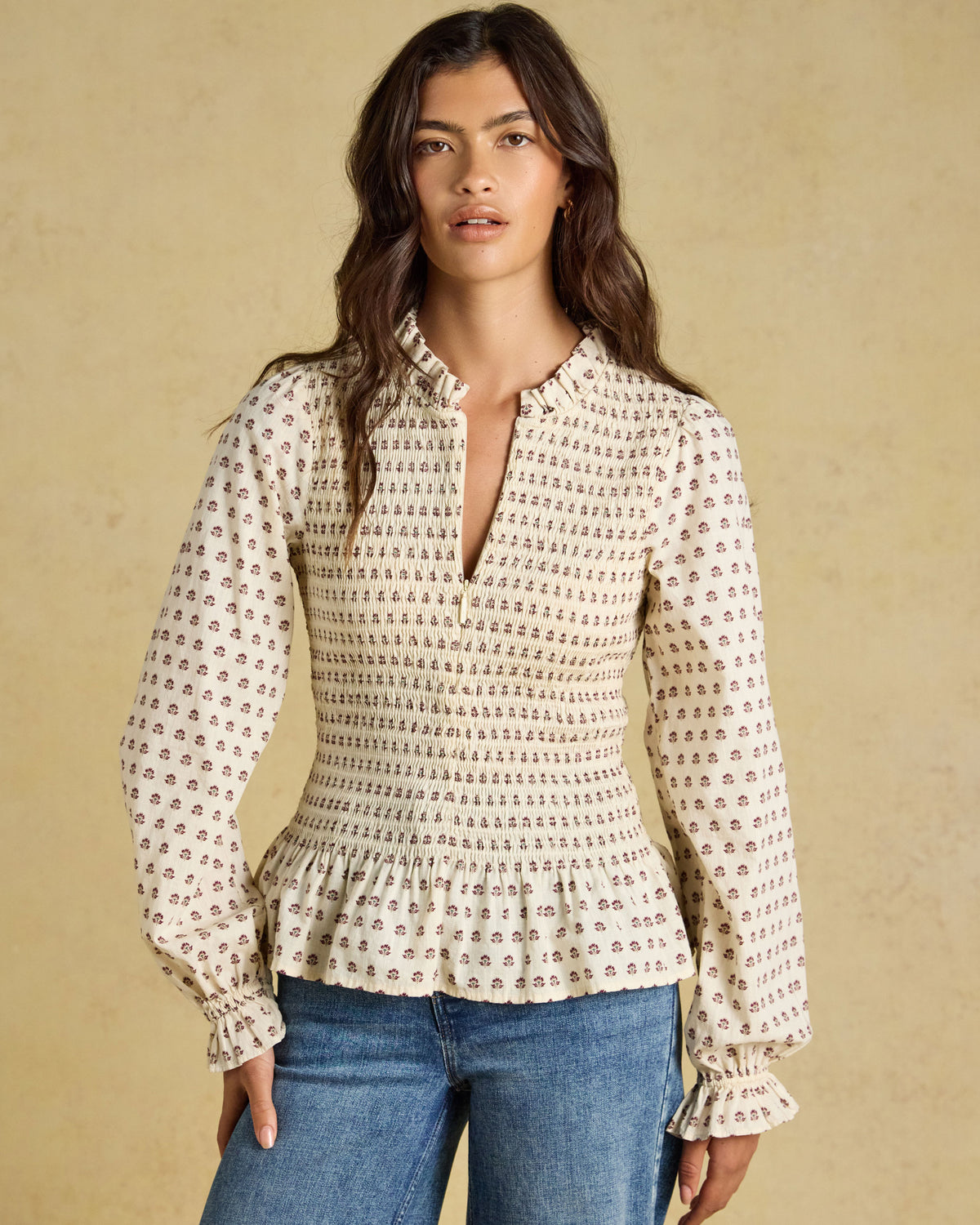 Zoe Smocked Blouse - Cream