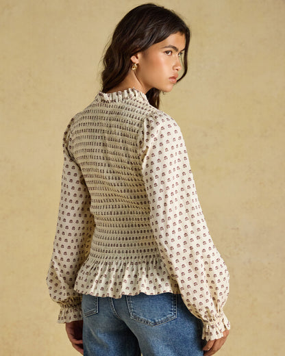 Zoe Smocked Blouse - Cream