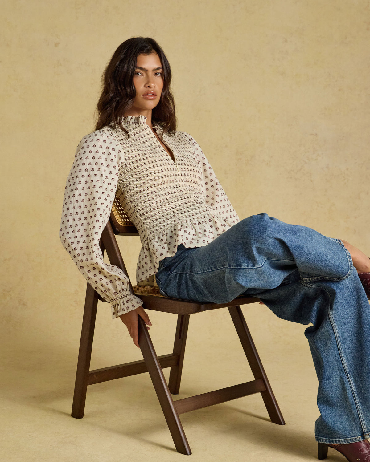 Zoe Smocked Blouse - Cream
