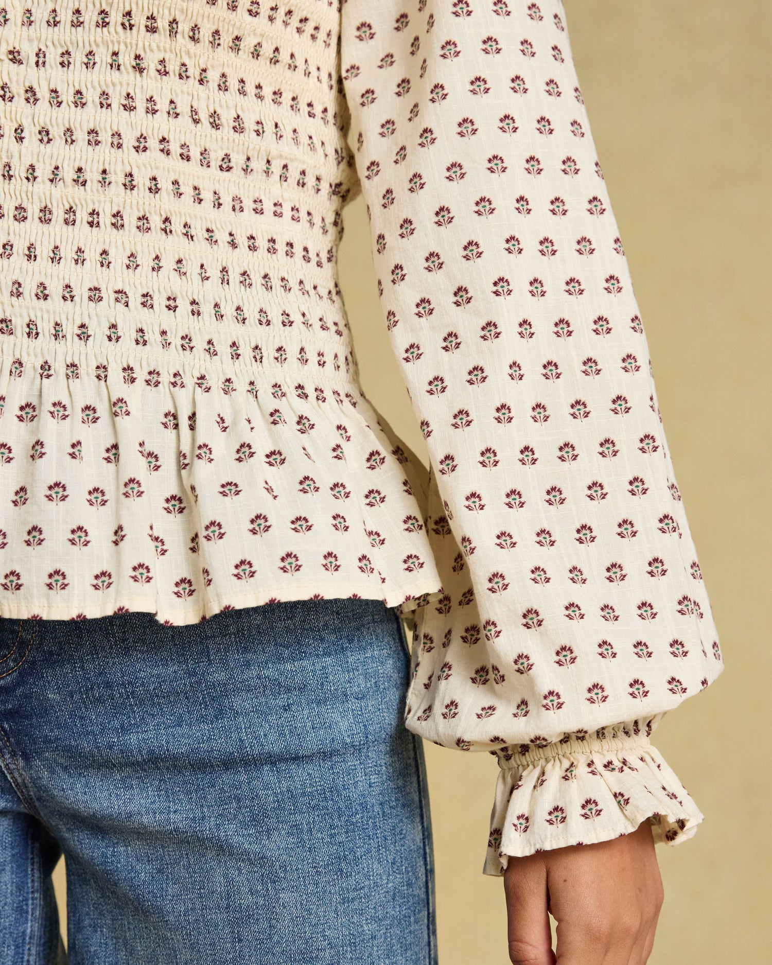 Zoe Smocked Blouse - Cream