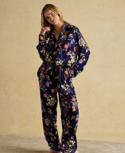 Alma Woven Pyjama Set - Navy Floral
