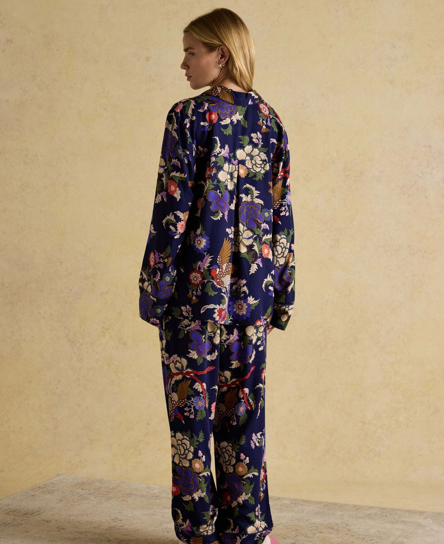 Alma Woven Pyjama Set - Navy Floral