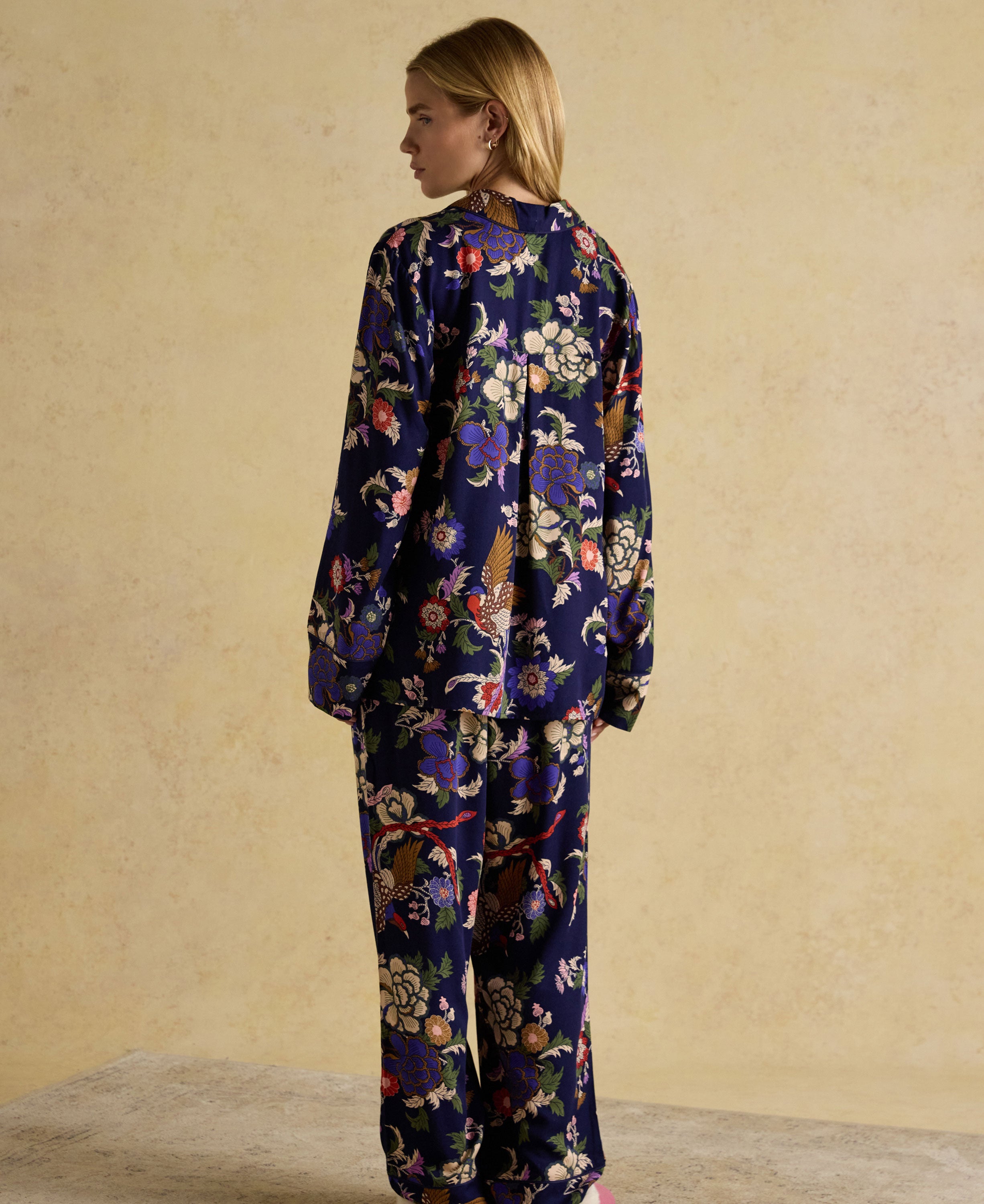 Alma Woven Pyjama Set - Navy Floral