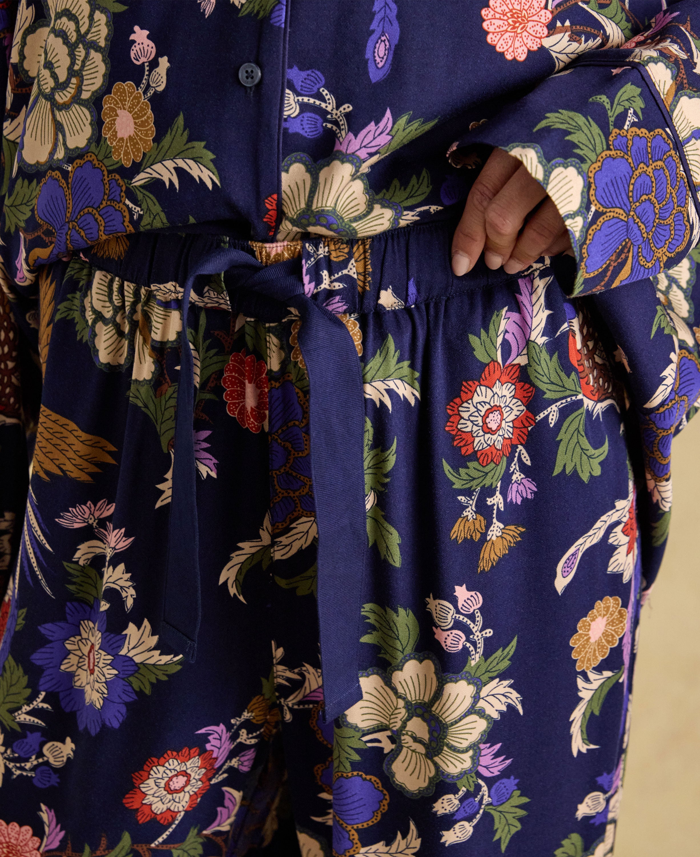 Alma Woven Pyjama Set - Navy Floral
