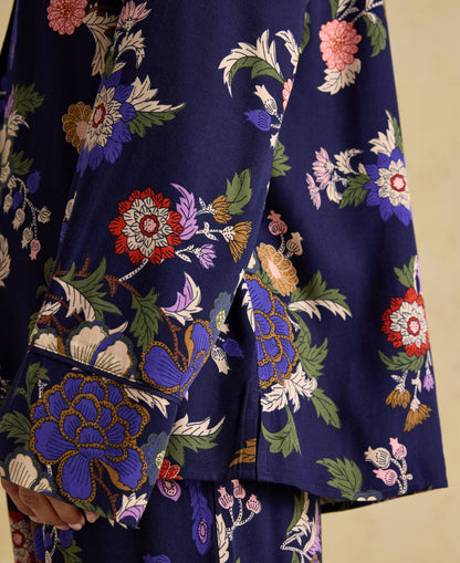 Alma Woven Pyjama Set - Navy Floral