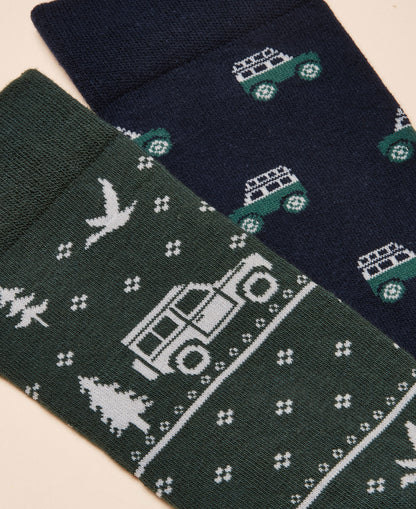 Kingsbury 2pk Socks- Green/Navy