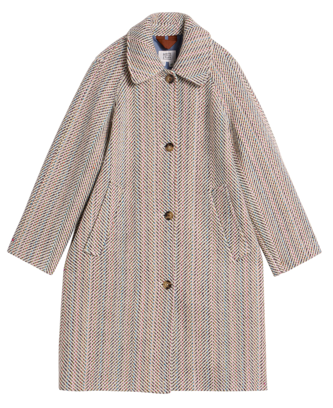 Kelsey Texture Wool Blend Coat - Ivory Multi