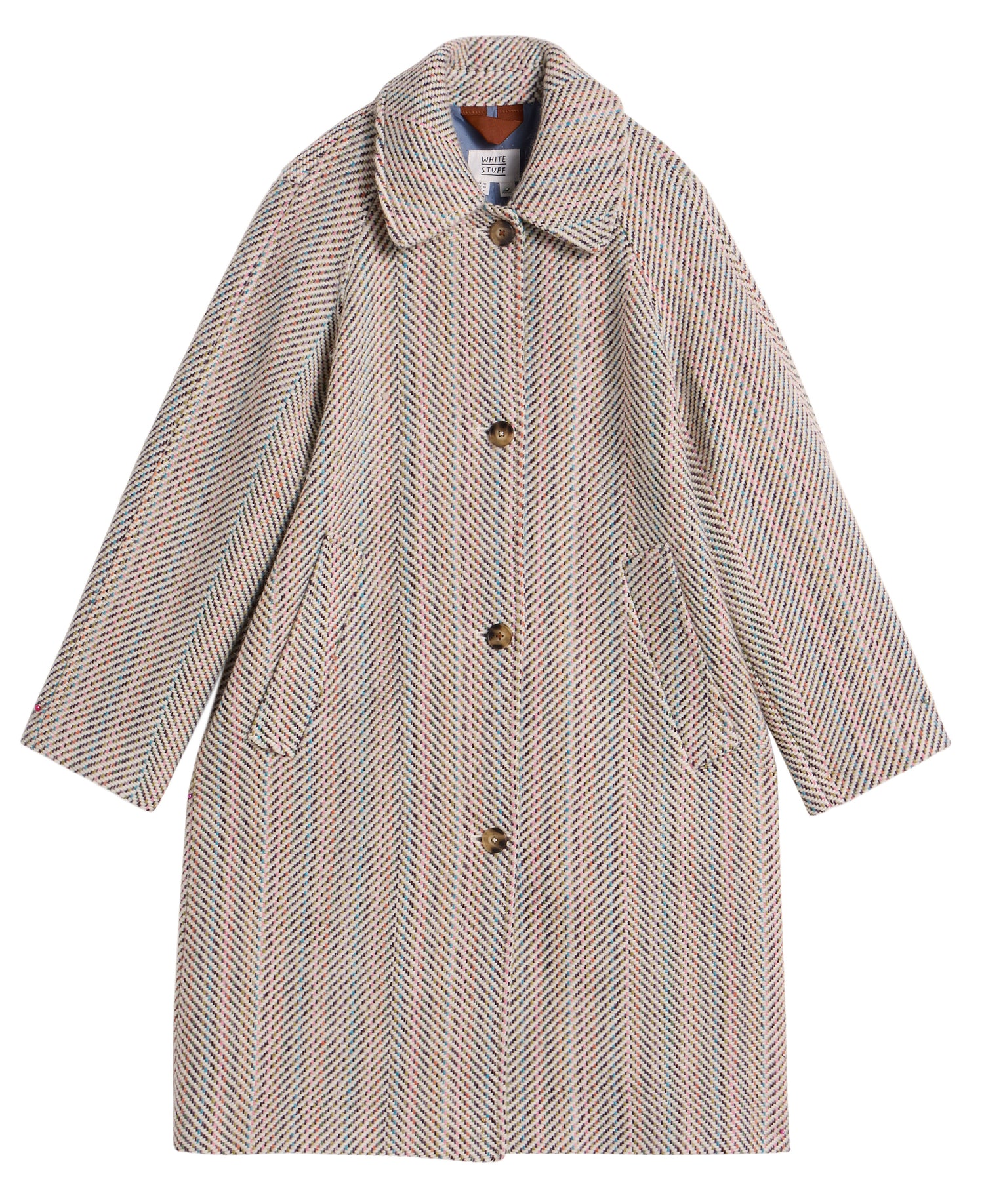 Kelsey Texture Wool Blend Coat - Ivory Multi