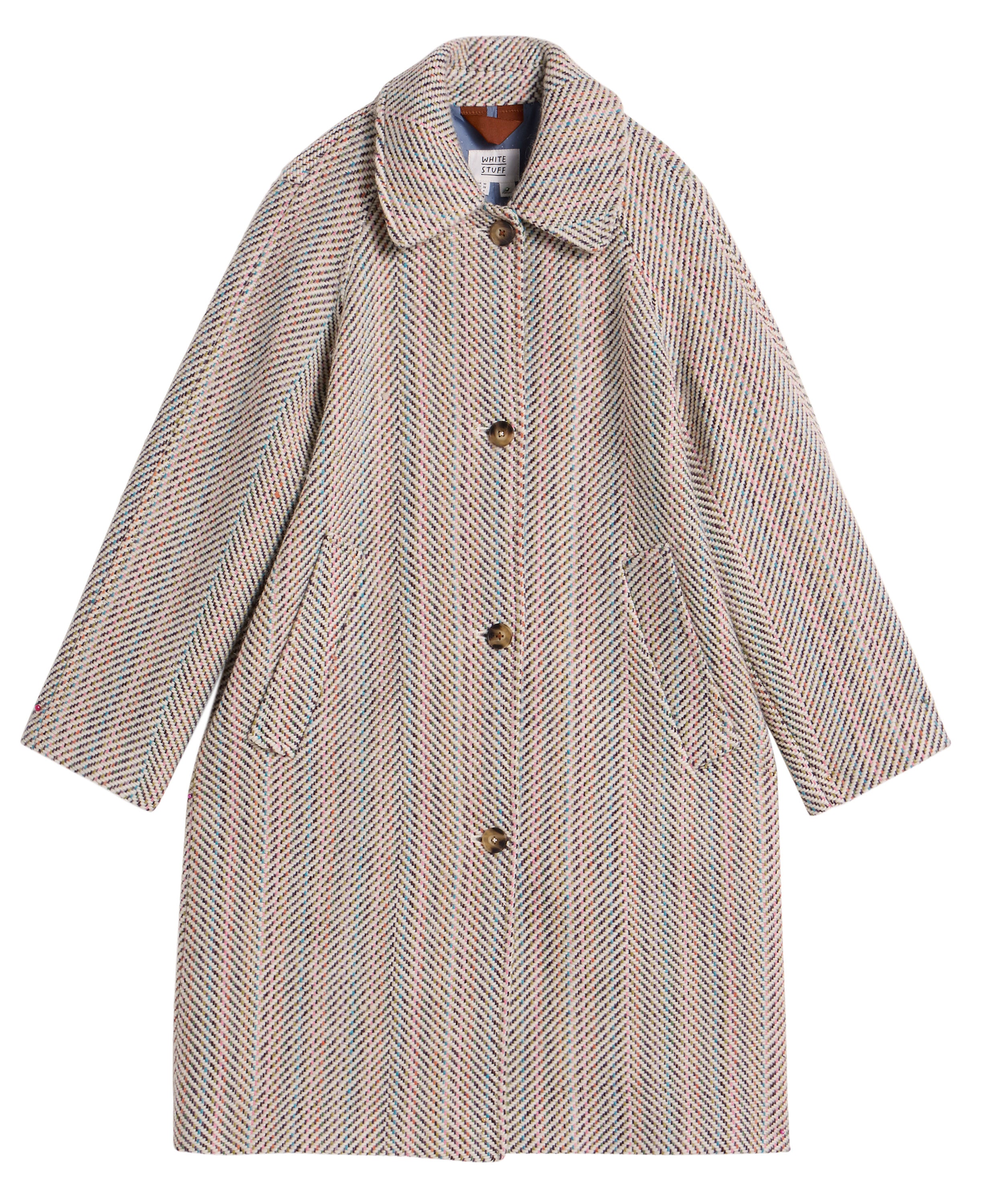 Kelsey Texture Wool Blend Coat - Ivory Multi